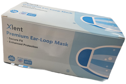 Face Mask Xlent Blue 4ply Level 3 50pk